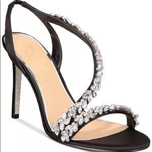 Jewel Badgley Mischka Java black and silver rhinestone stiletto heels Size 8